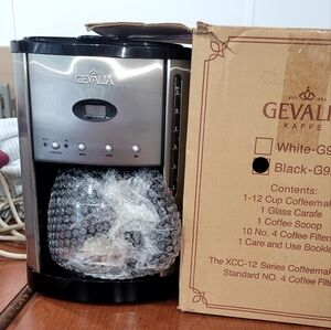 Gevalia Silver and Black Coffee Maker with Glass Carafe